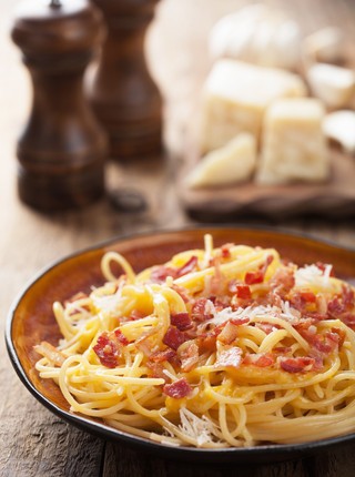Spaghetti carbonara med fløte