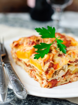 Lasagne med kylling og gresskar